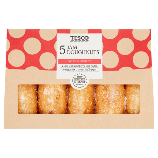 5 Pack Jam Doughnuts Tesco Groceries