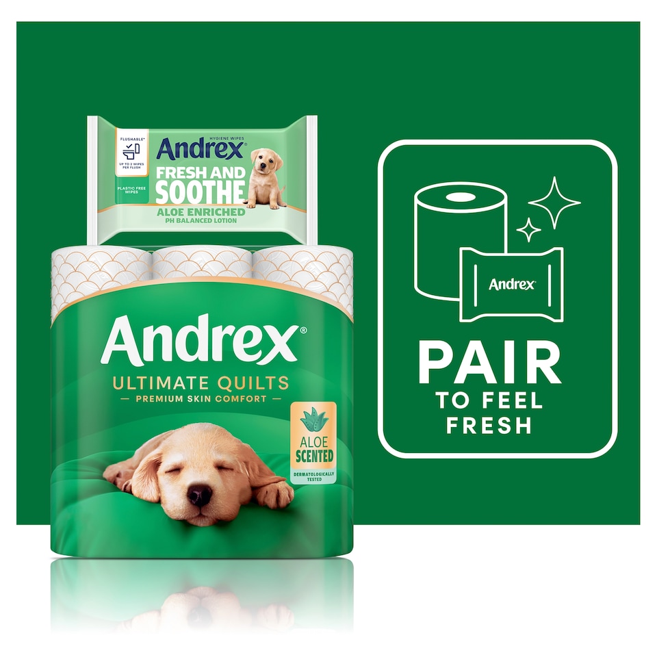 image 1 of Andrex Ultimate Quilts Aloe Scented Toilet Tissue 9 Standard Rolls