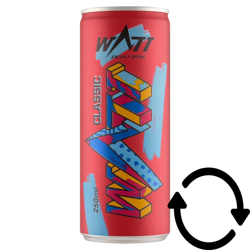 Watt Classic tuttifrutti ízű szénsavas energiaital koffeinnel és vitaminokkal 250 ml