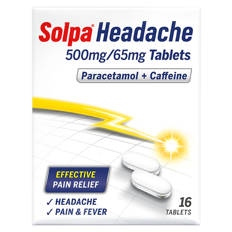 image 1 of Solpa Headache 500mg /65mg Tablets Paracetamol + Caffeine 16 Tablets