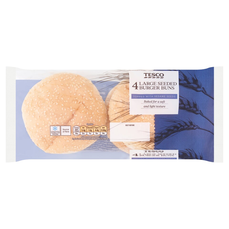 Tesco Seeded Large Burger Buns 4 Pack