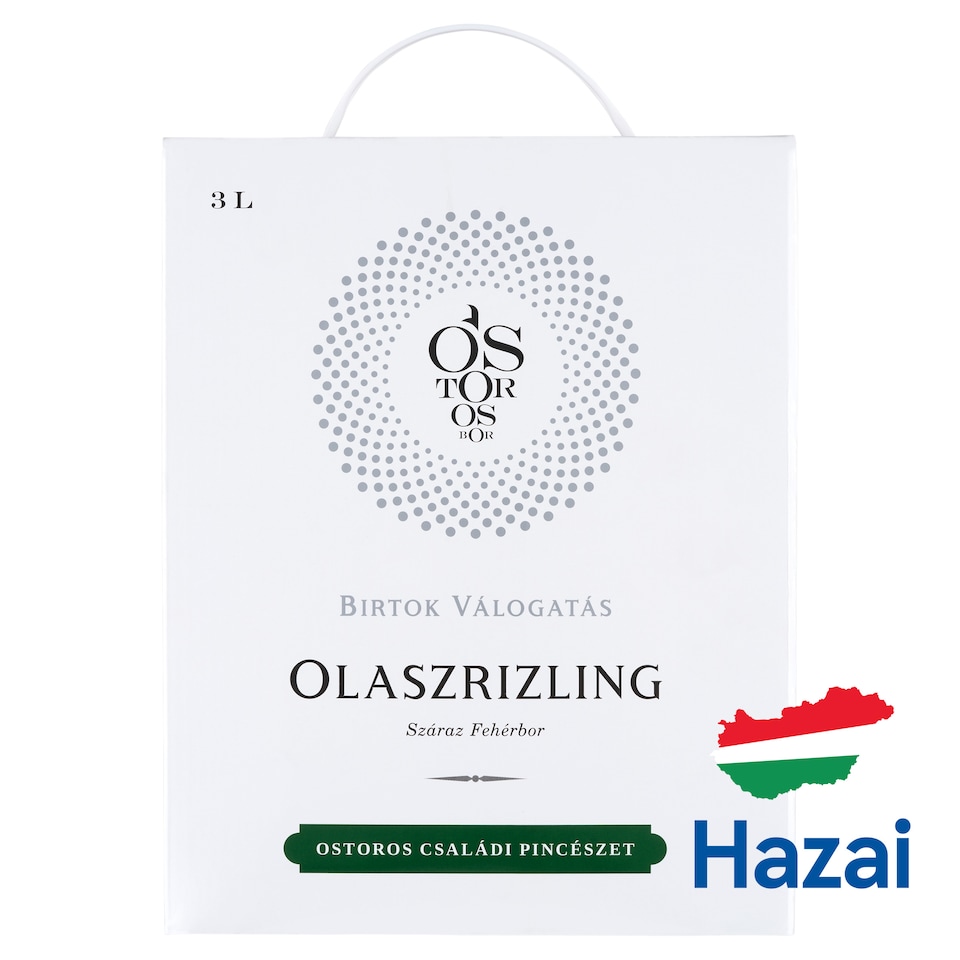 Ostorosbor Bag-In-Box Felső-Magyarországi Olaszrizling száraz fehérbor 13% 3 l 1. kép