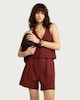 image 2 of The F&F Edit Linen Rich Pleated Co-ord Shorts in Red