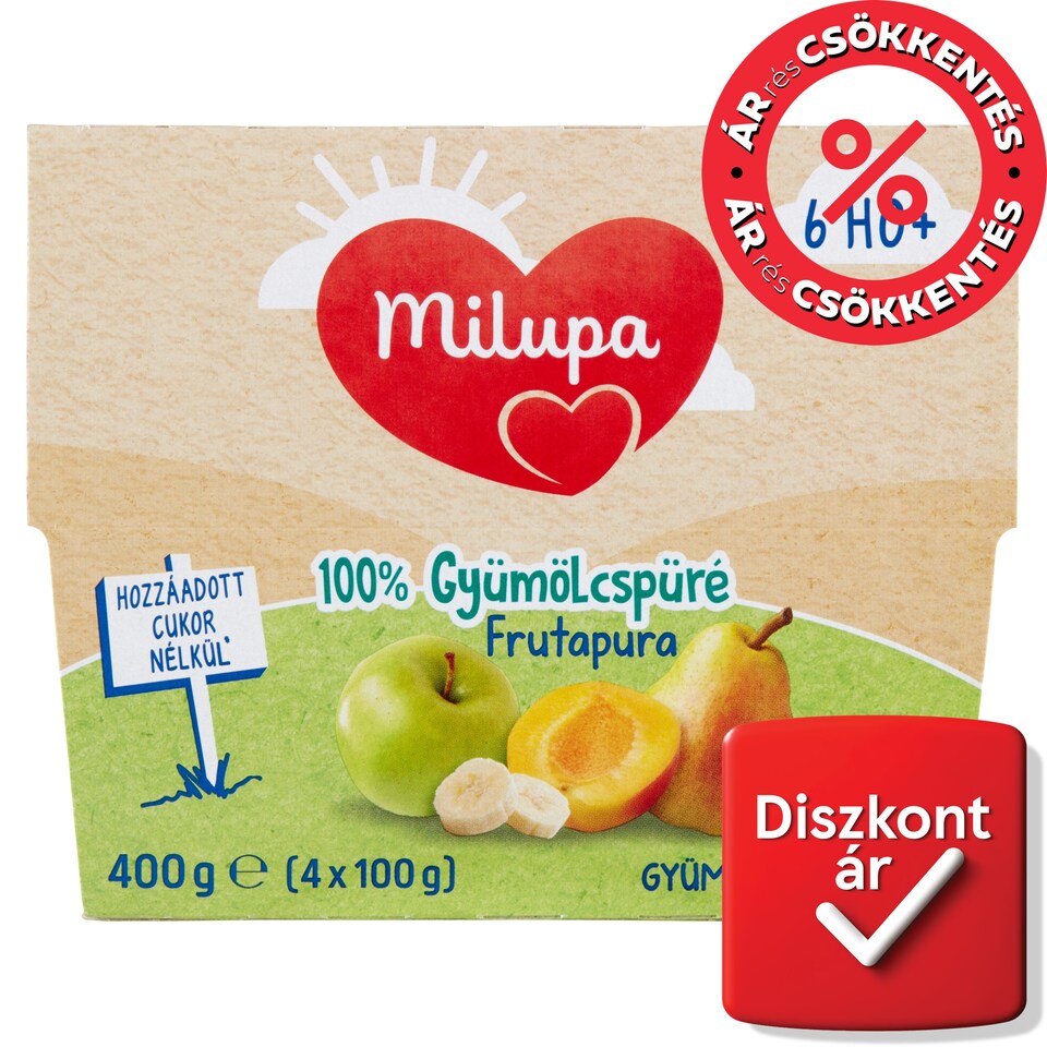image 1 of Milupa Frutapura 100% Fruit Puree 6 Months+ 4 x 100 g (400 g)
