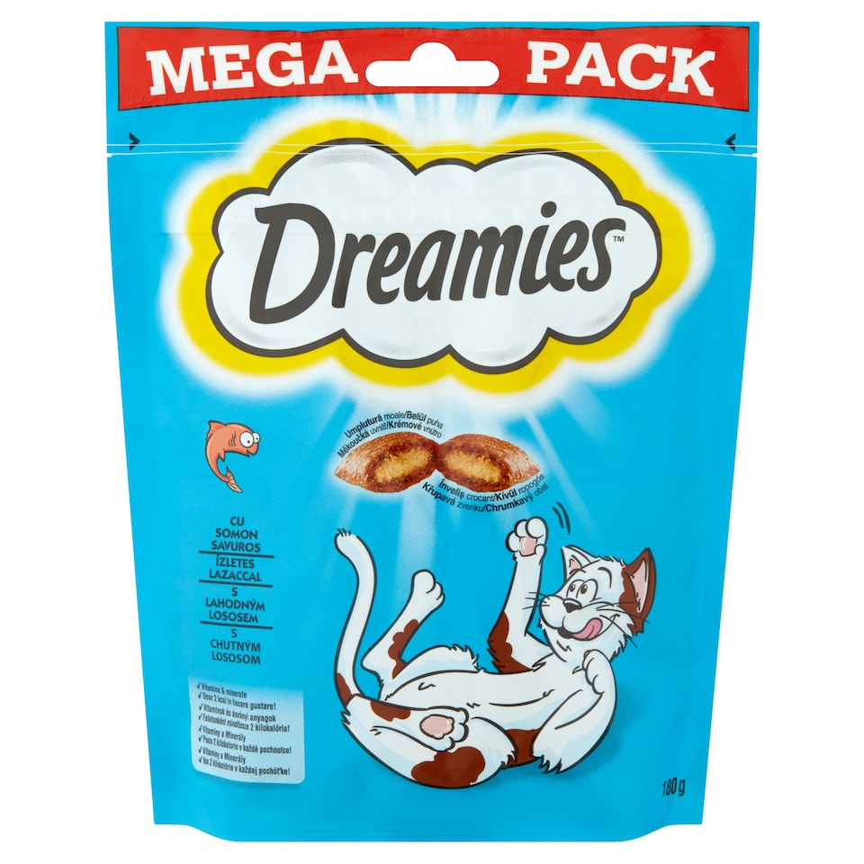 Dreamies kiegészítő macskaeledel lazaccal felnőtt macskák & 8 hetesnél idősebb kölykök számára 180 g  1. kép