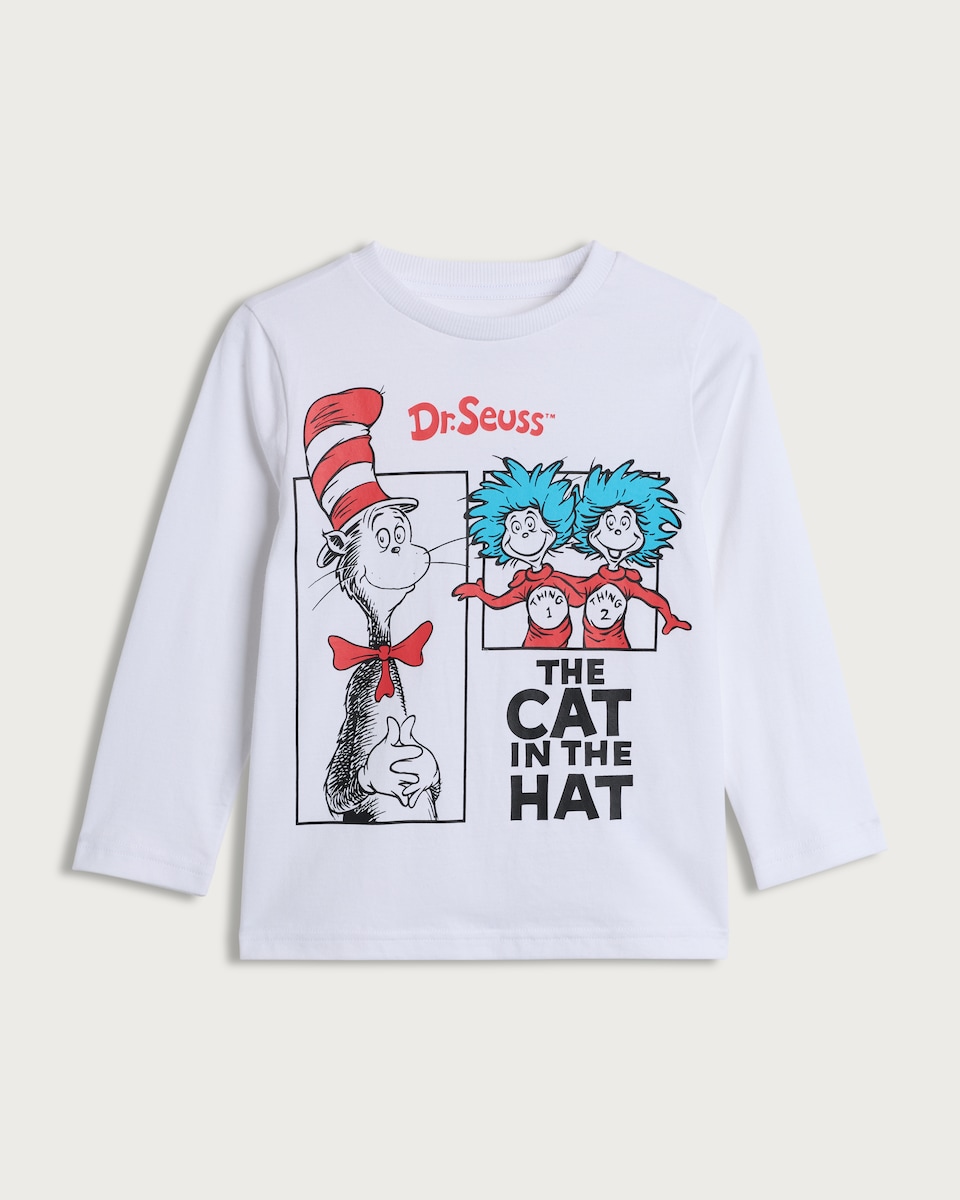 Dr. Seuss The Cat in the Hat Pure Cotton Long Sleeved Top in Cream