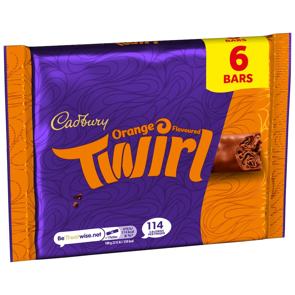 image 1 of Cadbury Twirl Orange Chocolate Bar Multipack 129g