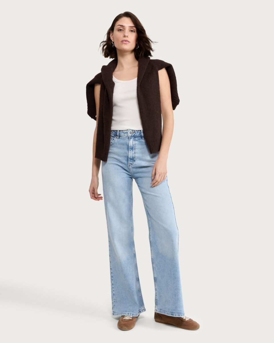 image 1 of F&F High Rise Flared Jeans in Blue