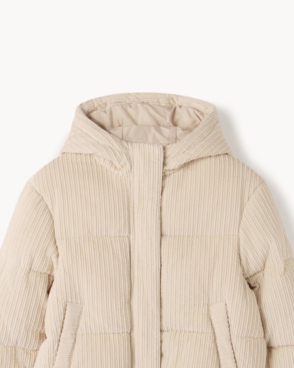 image 1 of F&F Girls Corduroy Puffer Jacket in Cream