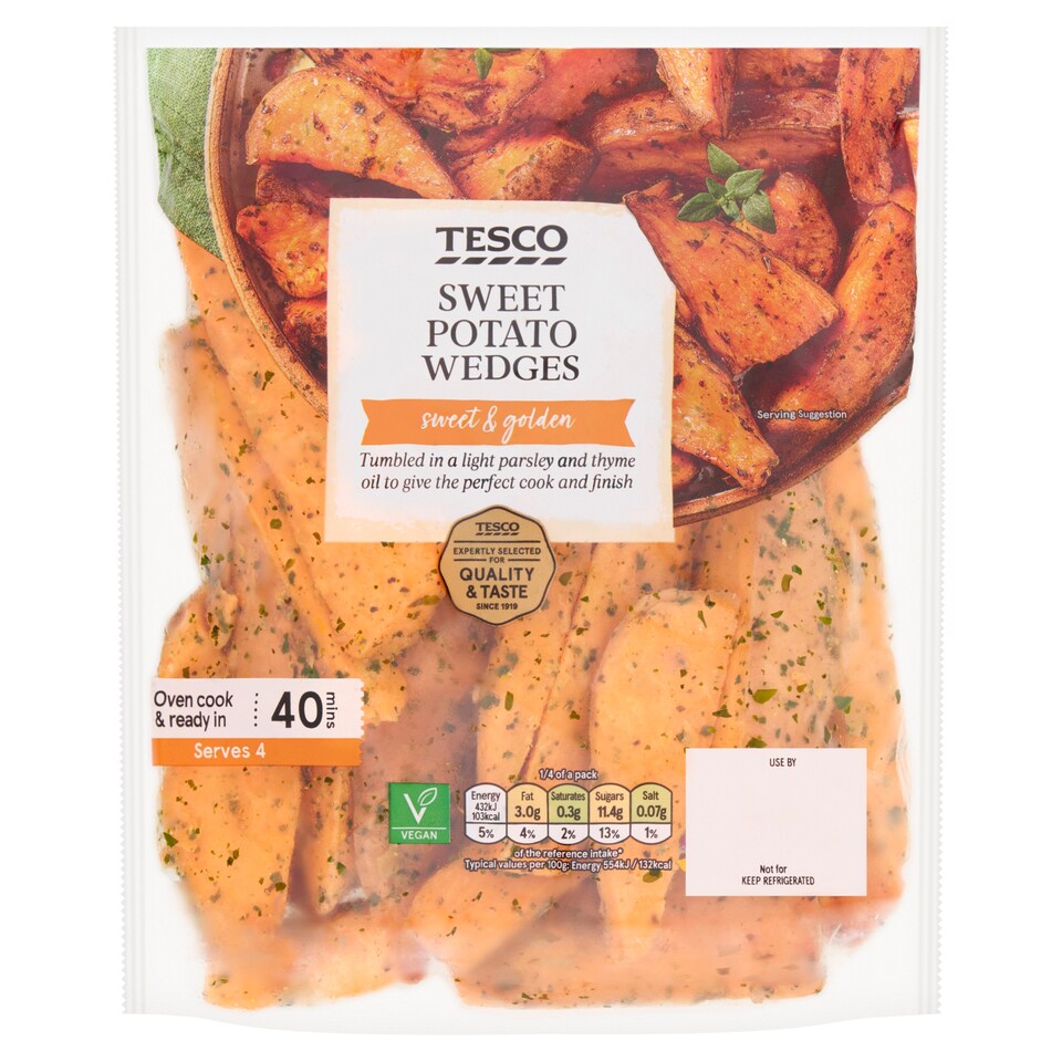 Tesco Sweet Potato Wedges In Parsley & Thyme Oil 500G