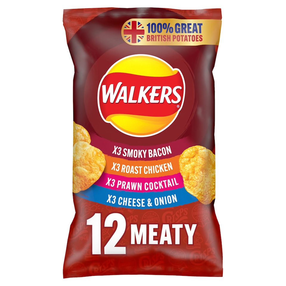 image 1 of Walkers Meaty Variety Multipack Crisps 12x25g