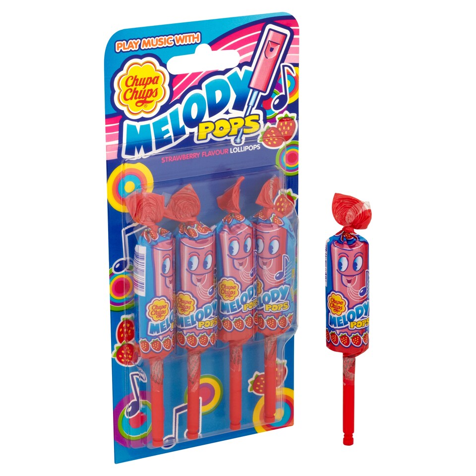 image 1 of Chupa Chups Melody Pops Strawberry Flavour 4x15g