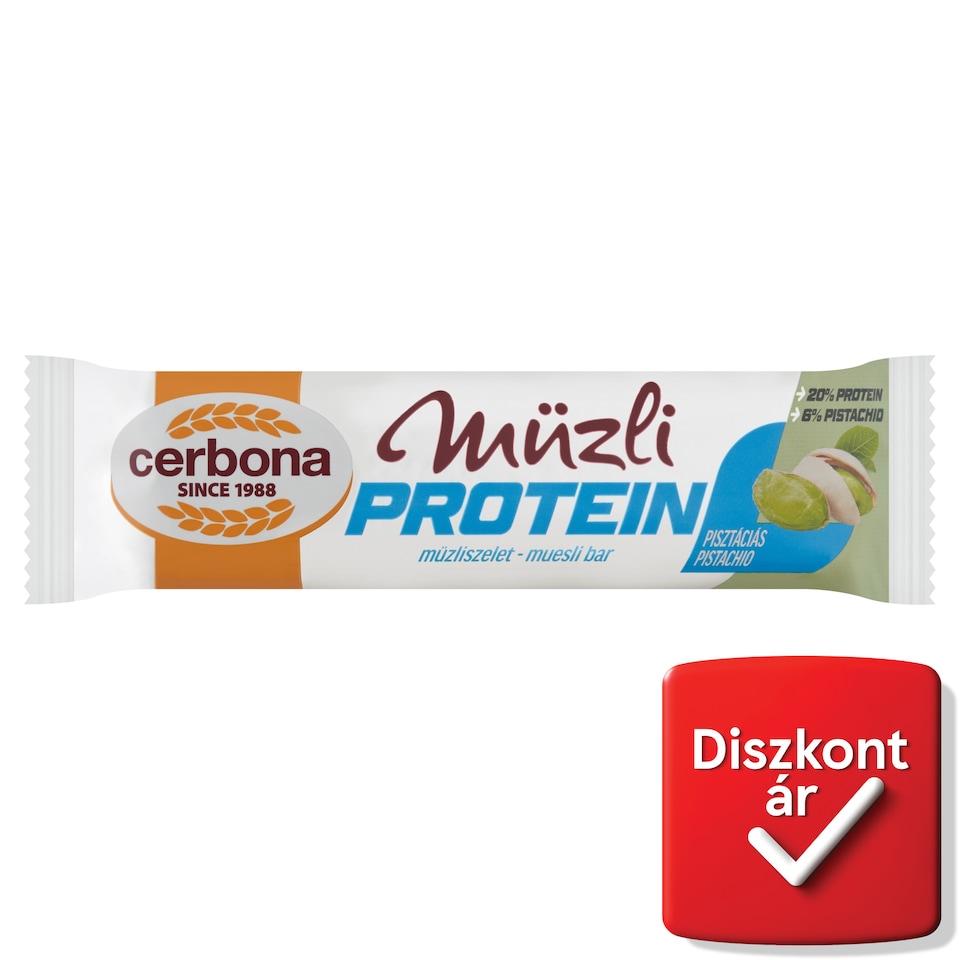 Cerbona Protein fehérjében gazdag pisztáciás müzliszelet 35 g  1. kép