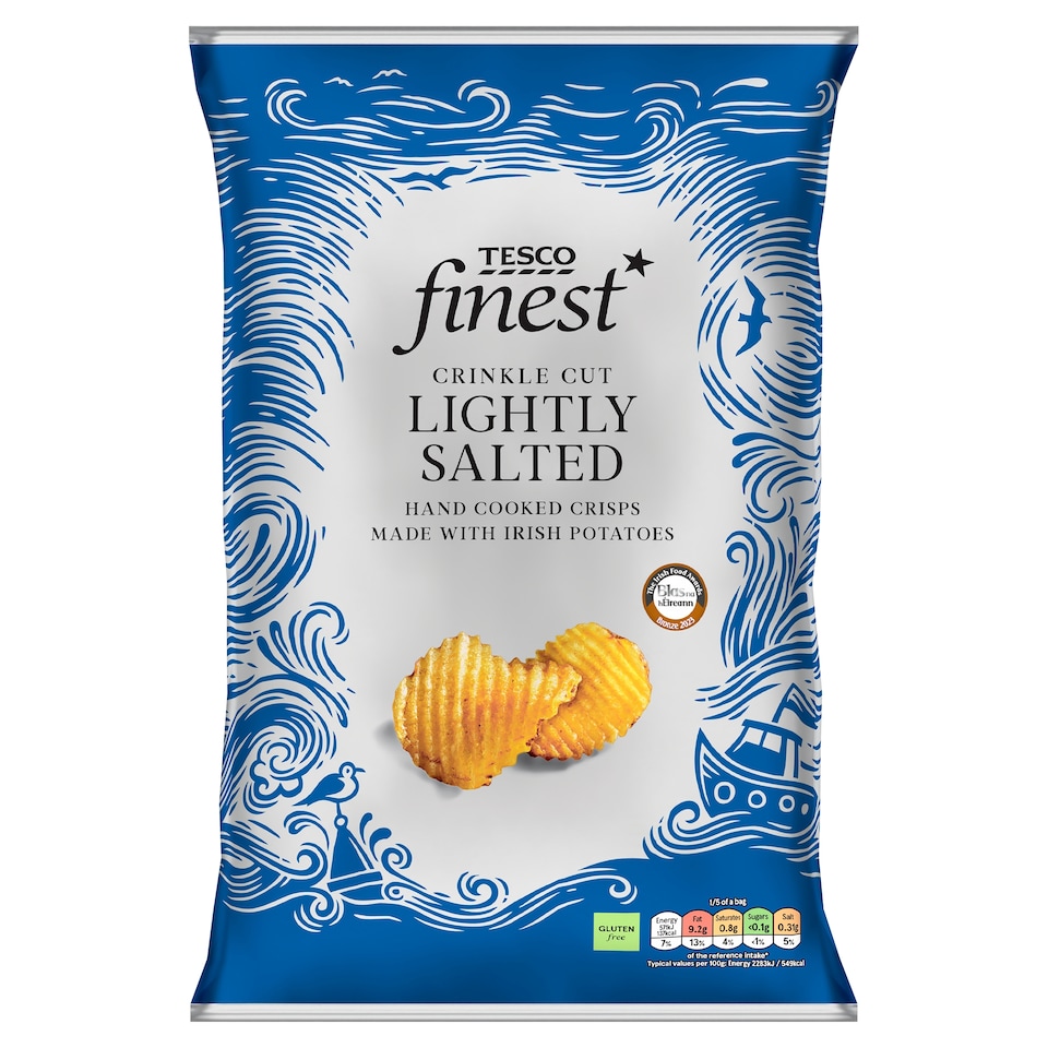 Tesco Finest Crinkle Cut Lightly Salted Crisps 125G