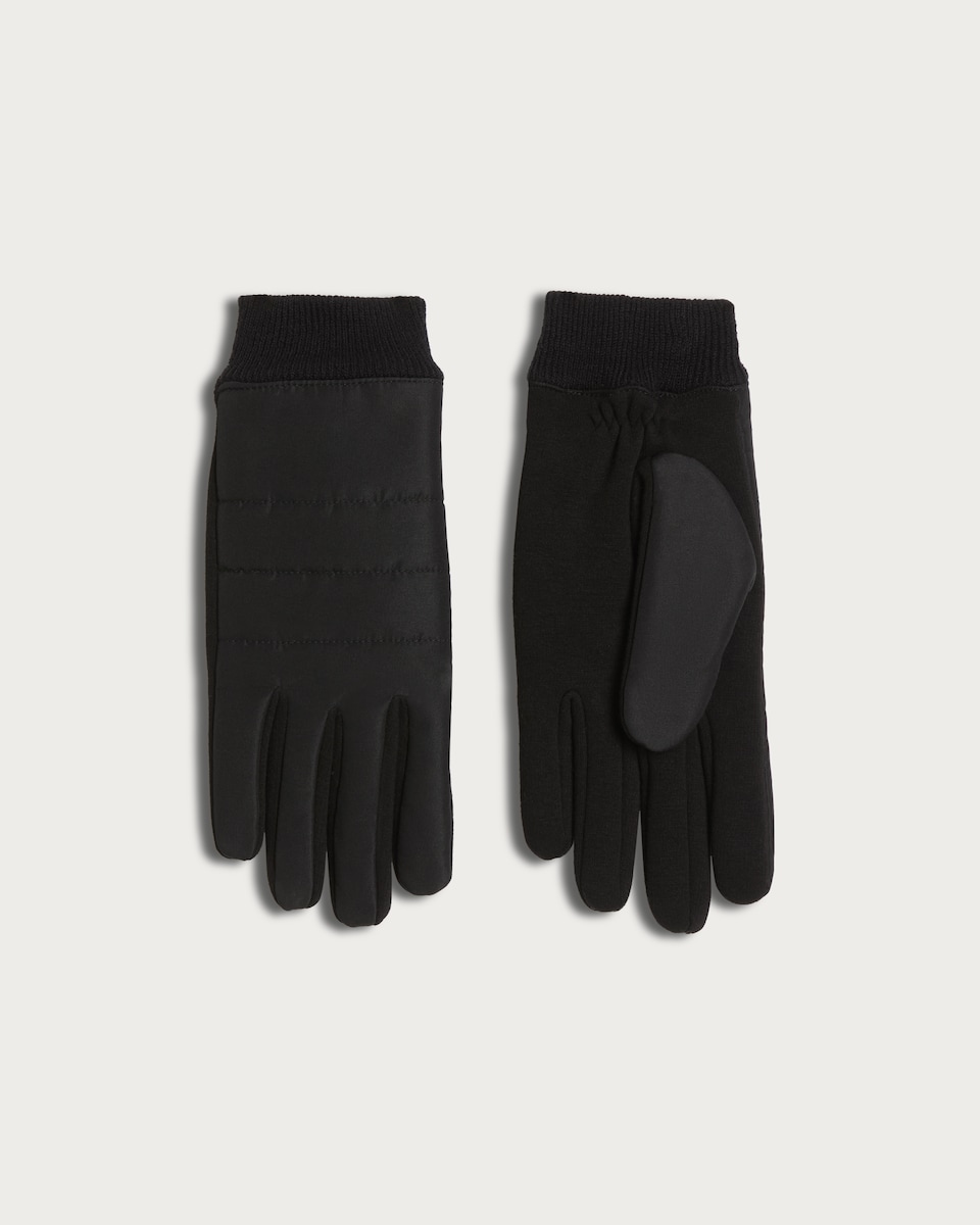 image 1 of F&F Thinsulate™ Quilted Panel Detail Gloves with Cotton in Black