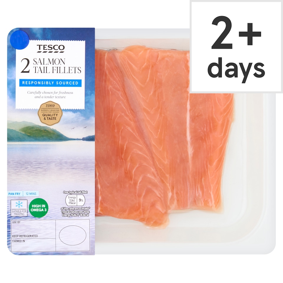 Tesco 2 Salmon Tail Fillets 220g