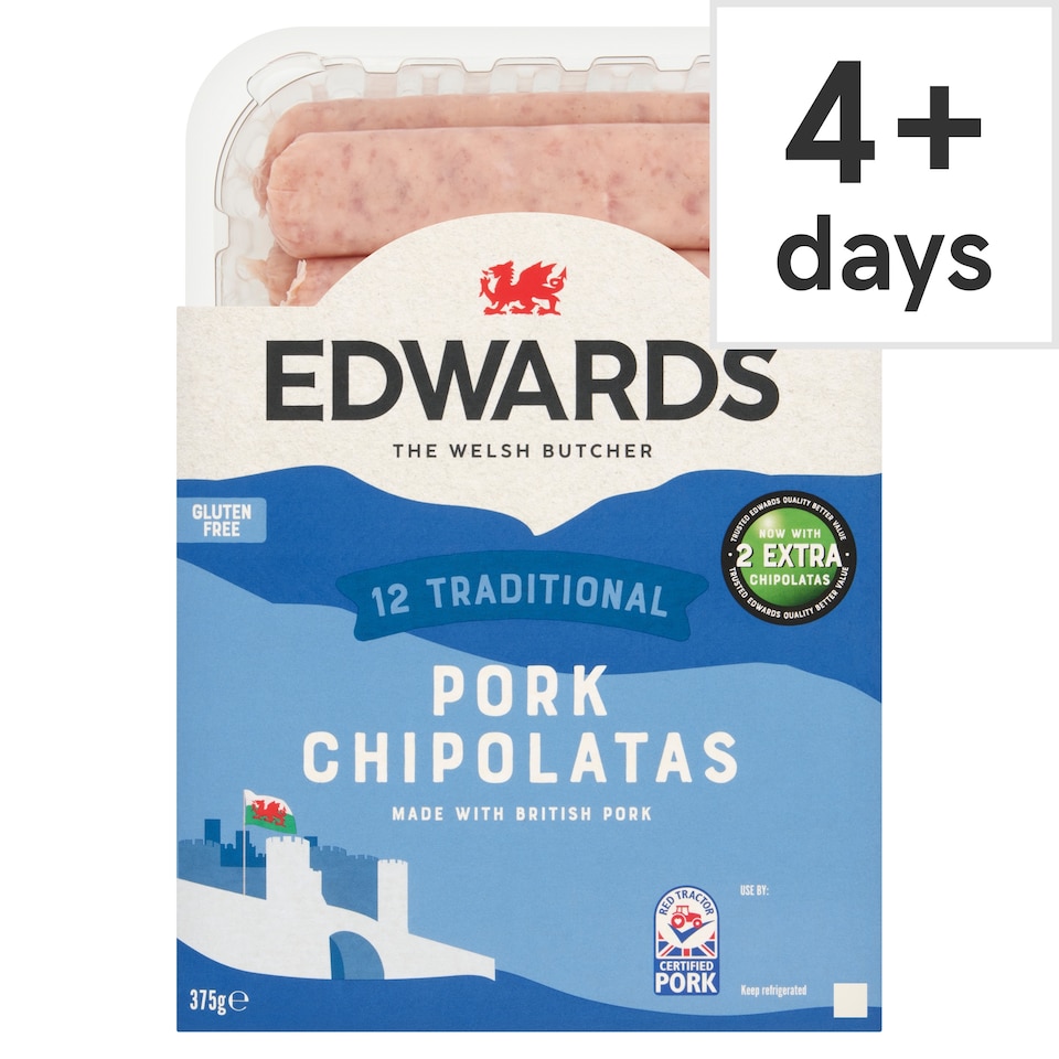 Edwards 12 Traditional Pork Chipolatas 375g