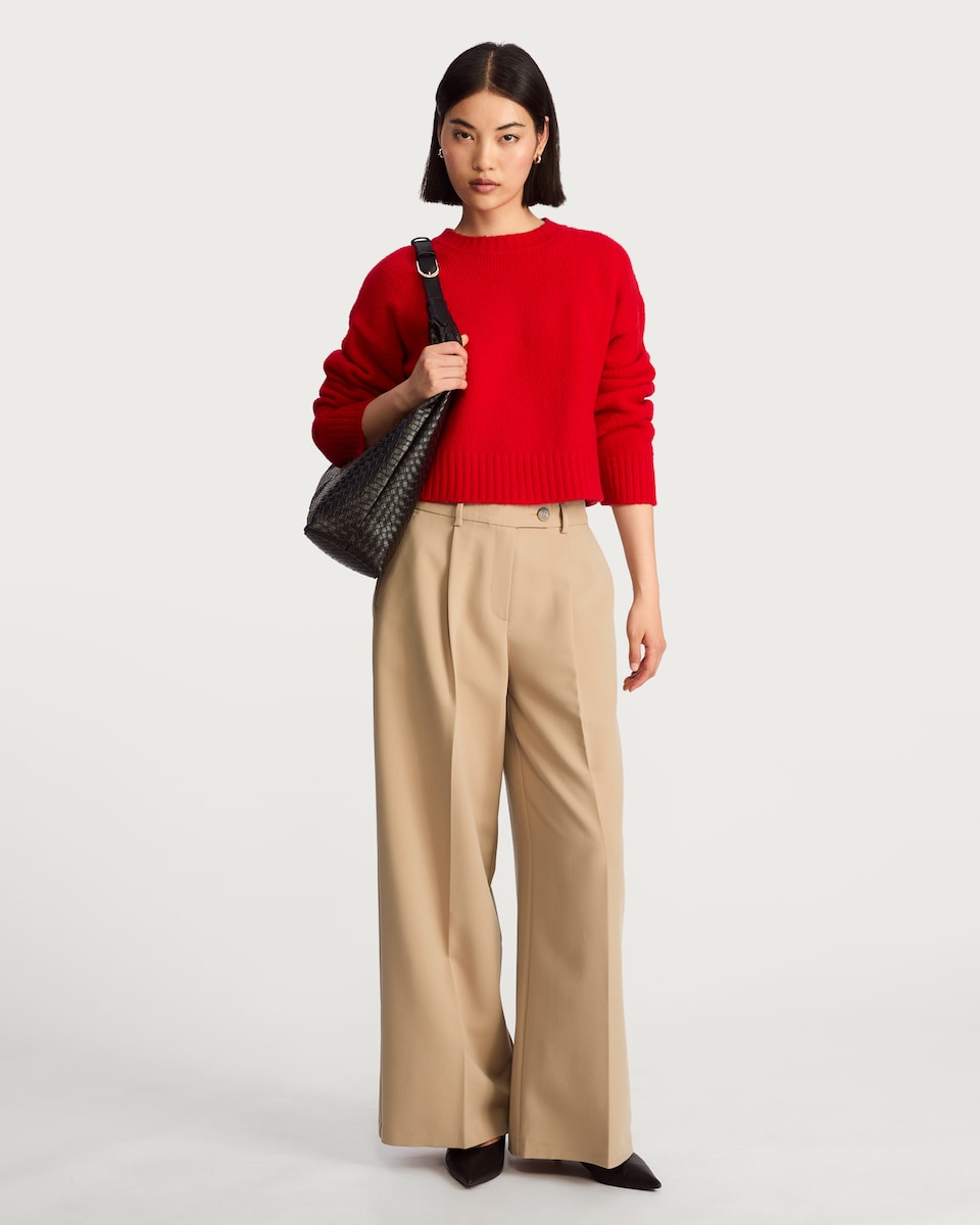 image 1 of The F&F Edit Wide Leg Pleated Trousers in Brown