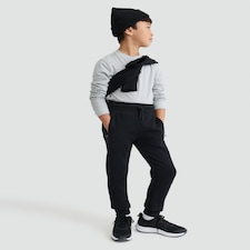 F&F Boys Cotton Rich Zip Pocket Cuffed Drawstring Joggers in Black