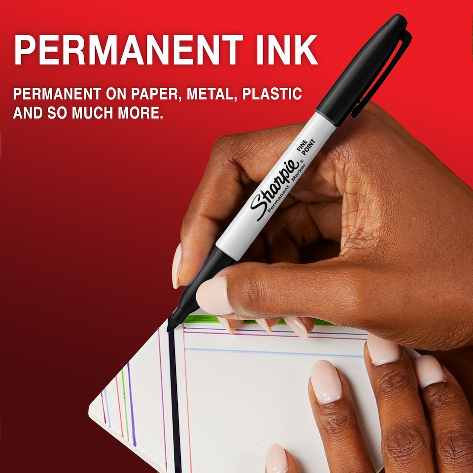 image 1 of Sharpie Permanent Marker Pens Fine Point Assorted 12 Pack