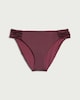 image 4 of F&F High Shine Ruched Side High Leg Bikini Bottoms in Burgundy
