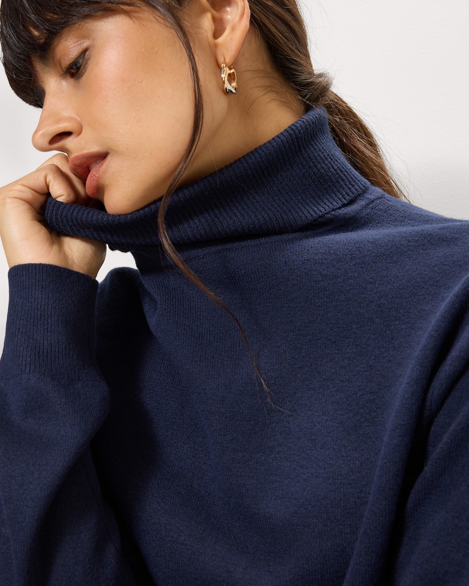 image 1 of F&F Roll Neck Jumper in Navy