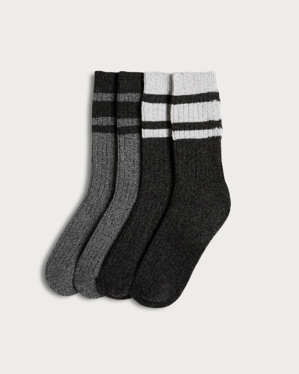 Hewitt & Munro 2-Pack Ribbed Thermal Socks with Wool in Grey Marl
