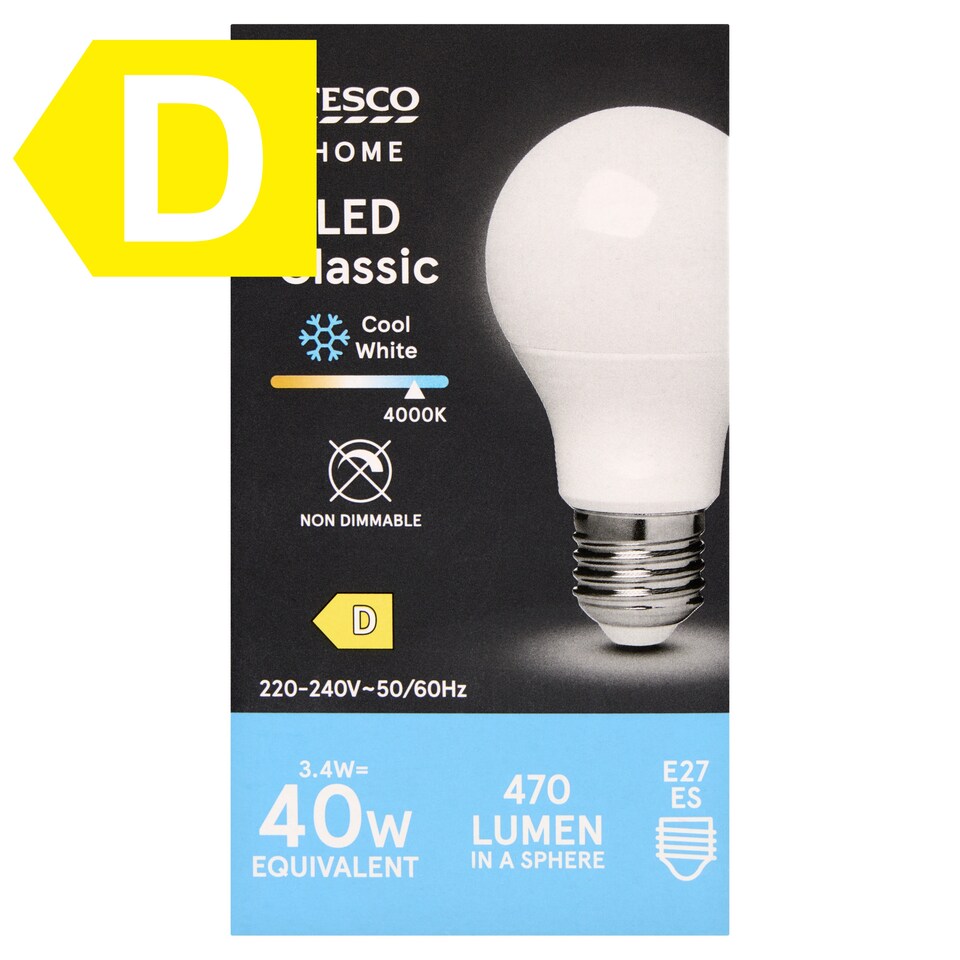 Tesco Home E27 ES 470 lm 40 W 4000K klasszik LED izzó  1. kép