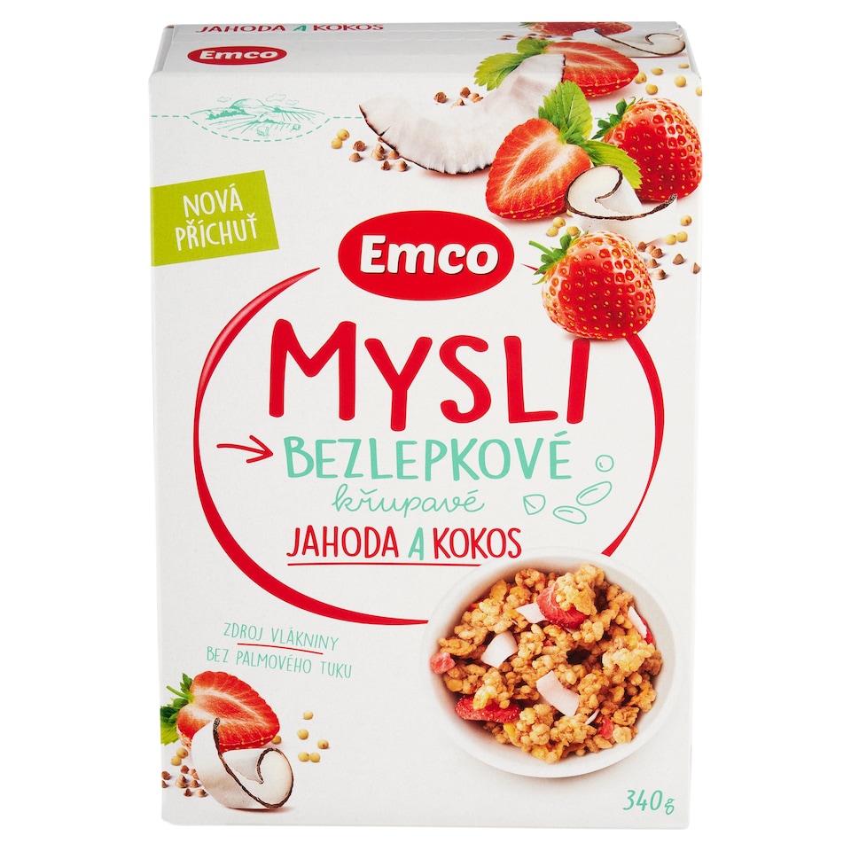 Emco Mysli Bezlepkové křupavé jahoda a kokos 340g