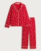image 4 of F&F Pure Cotton Cherry Print Revere Pyjama Set in Multi Red