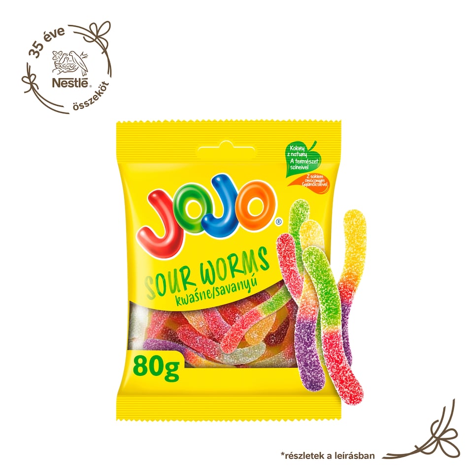 Jojo Savanyú Kukac vegyes gyümölcsízű gluténmentes gumicukorka 80 g