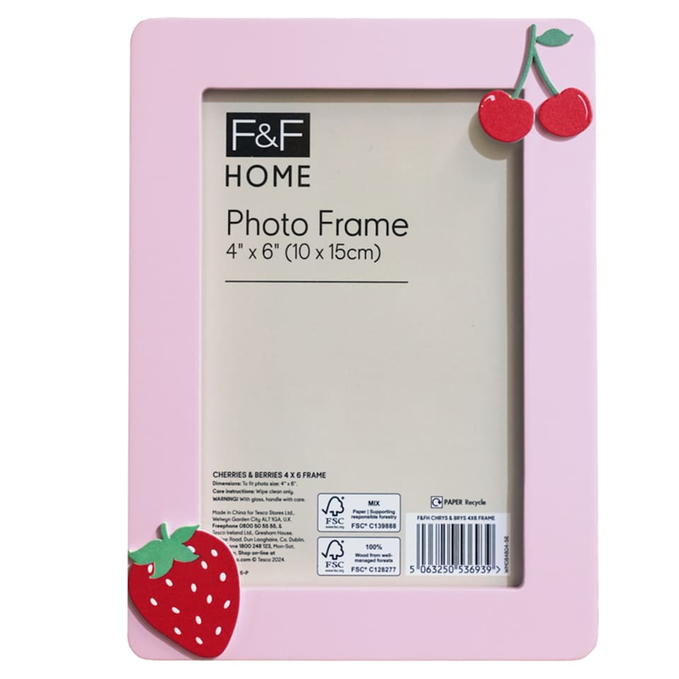 F&F Home Cherries & Berries 4 X 6 Frame