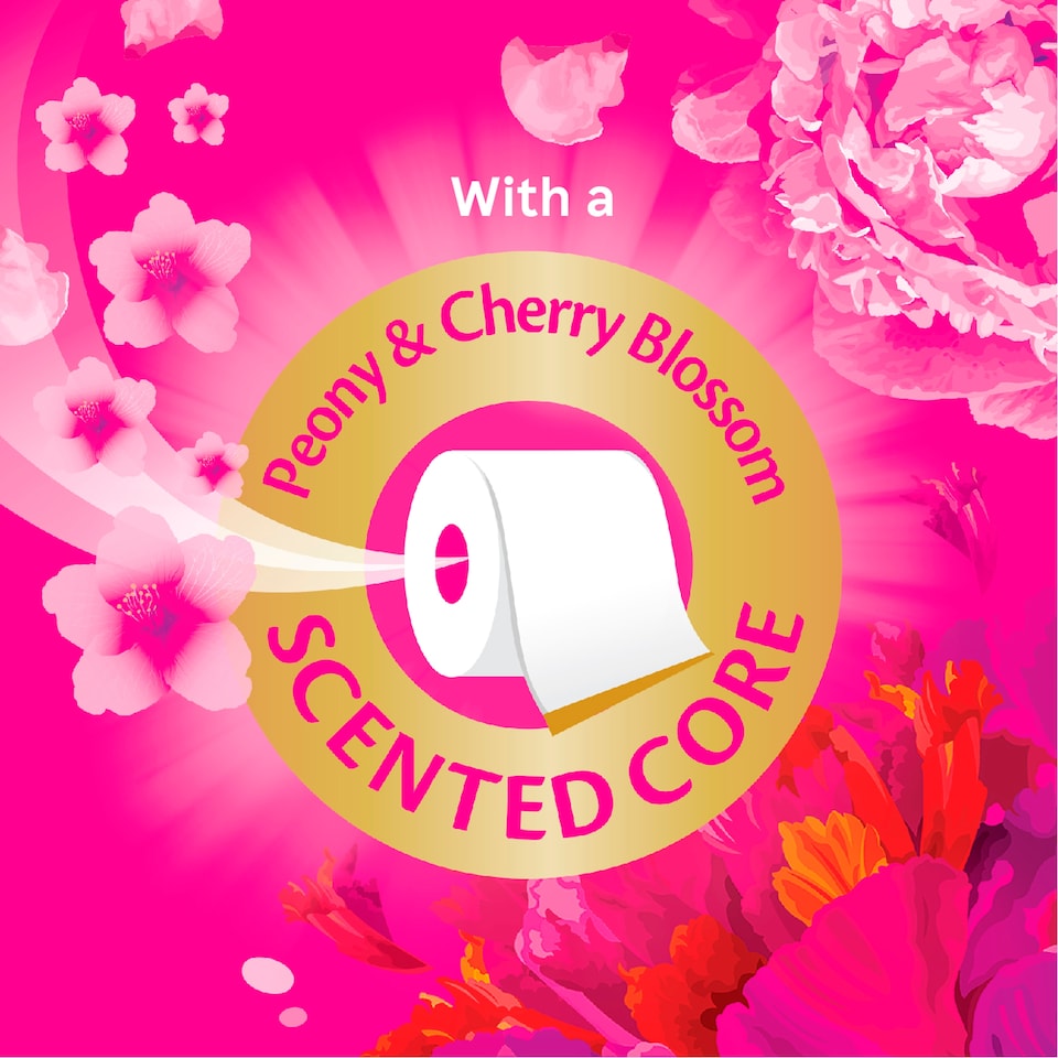 image 1 of Tesco Luxury Soft Peony & Cherry Blossom 6 Long Rolls