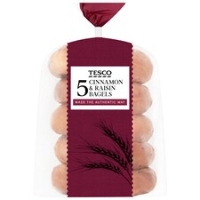 Tesco 5 Cinnamon And Raisin Bagels