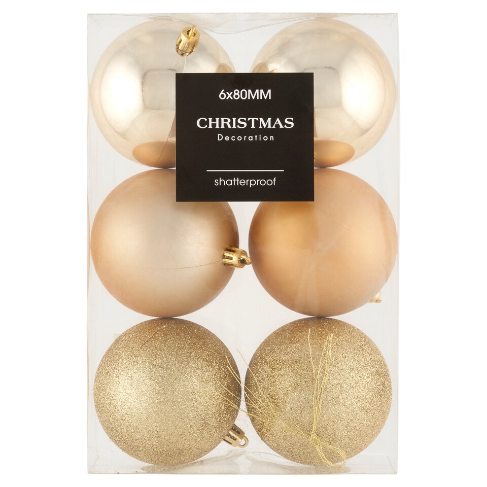 Nerozbitné vánoční koule zlaté 80 mm 6 ks