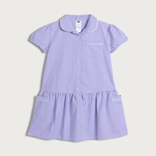 F&F School Girls 2-Pack Cotton Rich Gingham Short Sleeved Dresses in Lilac