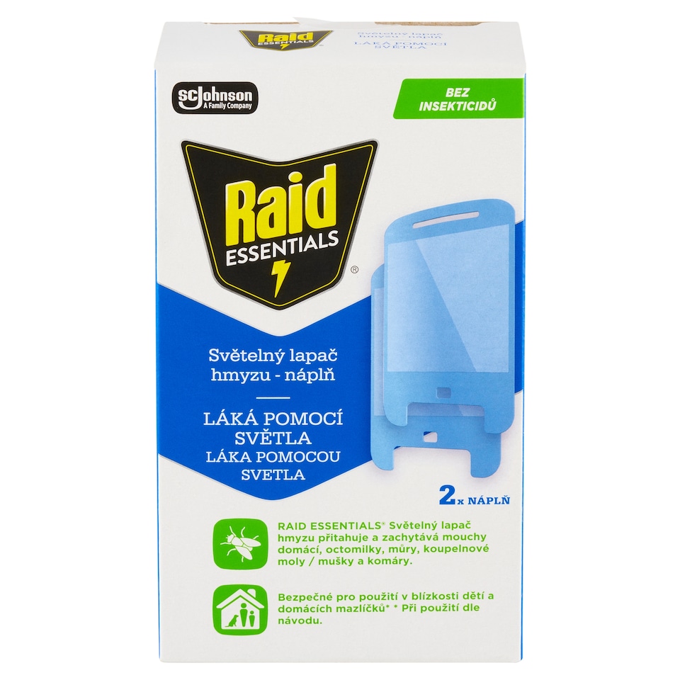obrázok 1 z Raid Essentials svetelný lapač hmyzu - náplň 2 ks