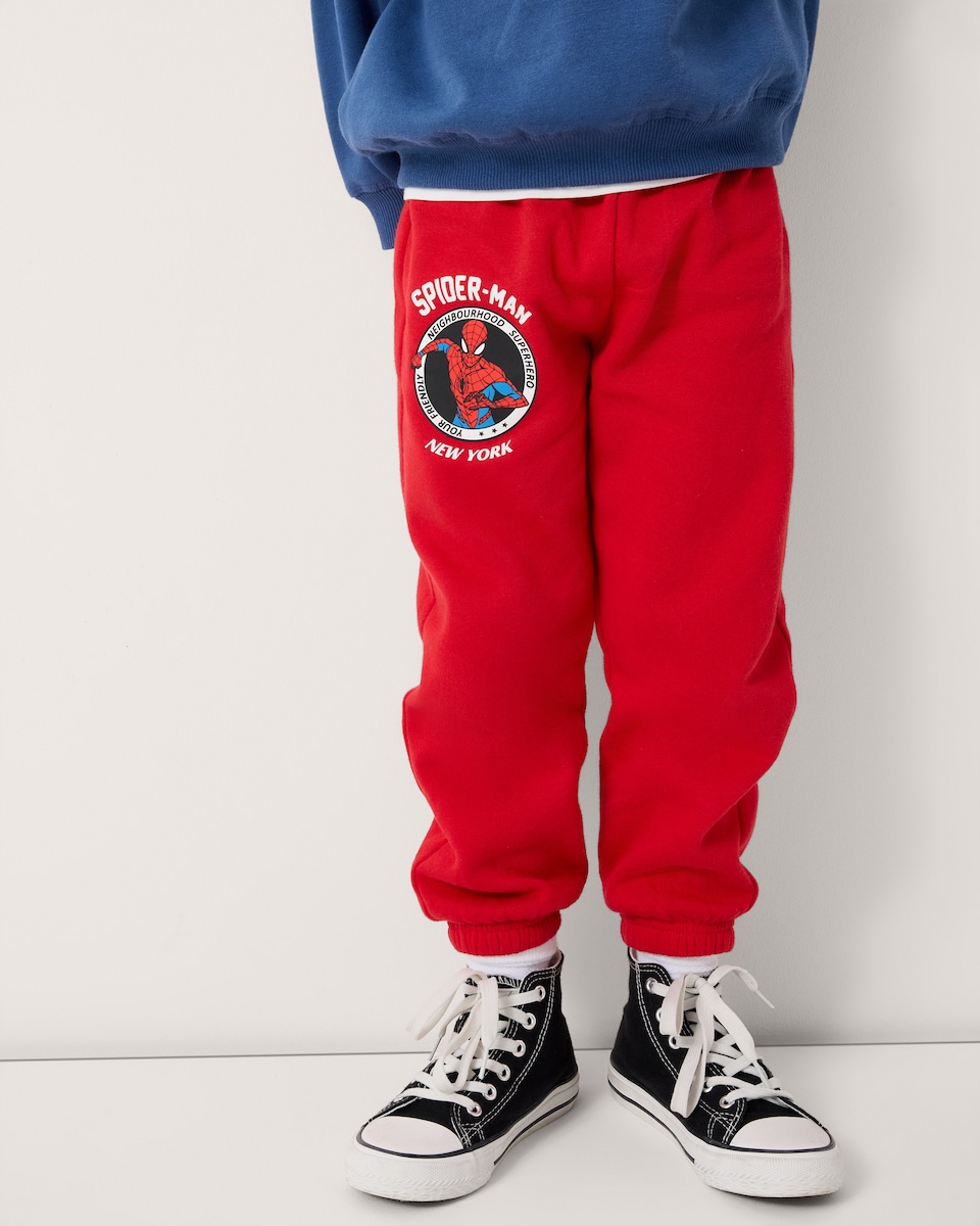 image 1 of Marvel Spider-Man Cotton Rich Joggers in Red