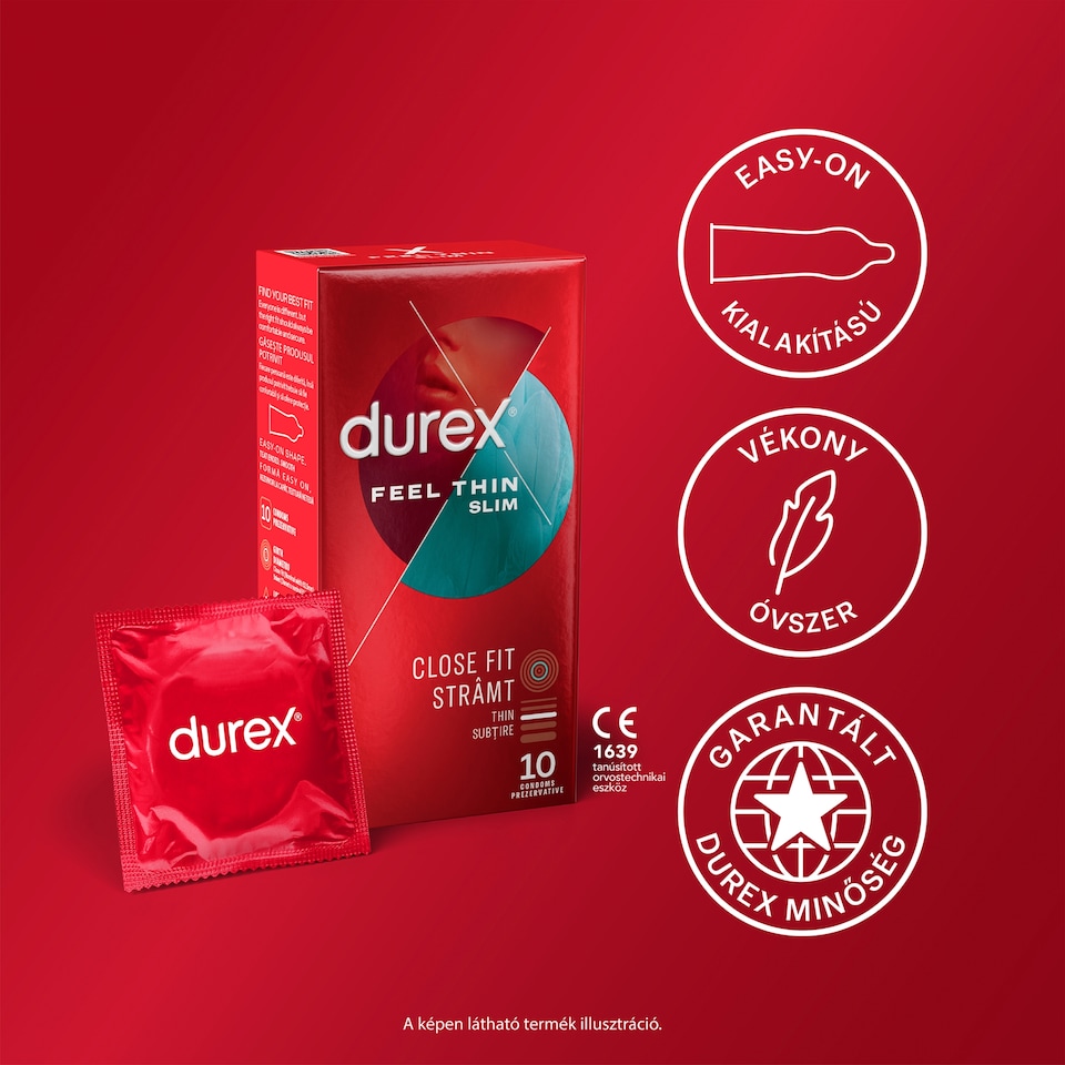 Durex Feel Thin Slim óvszer 10 db  1. kép