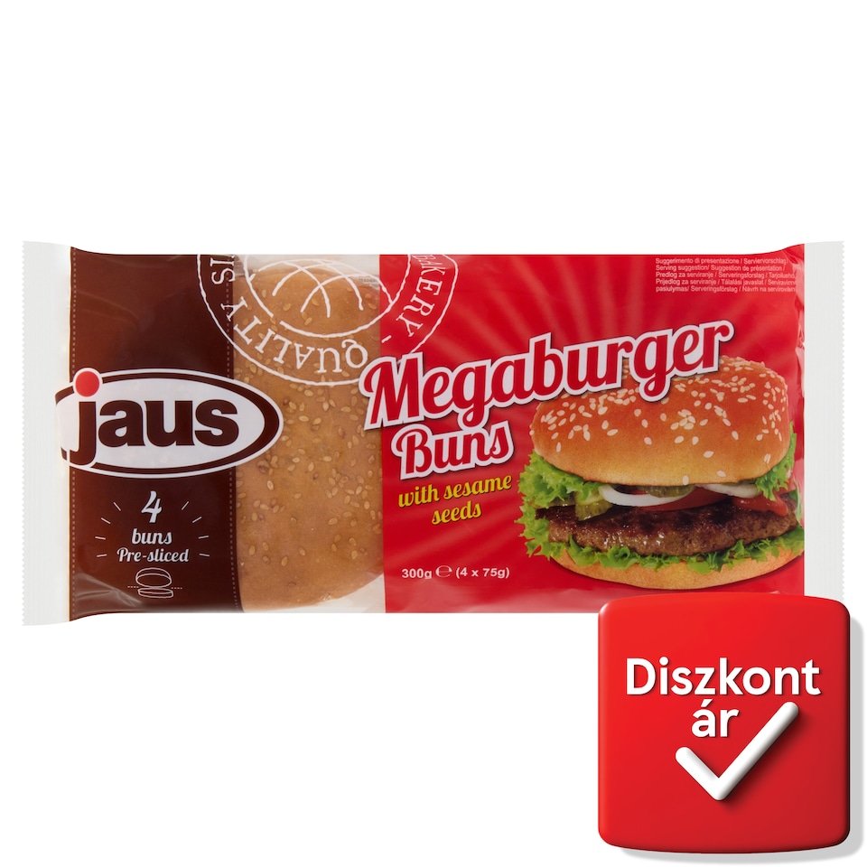 Jaus szezámmagos hamburger zsemle 4 x 75 g (300 g)