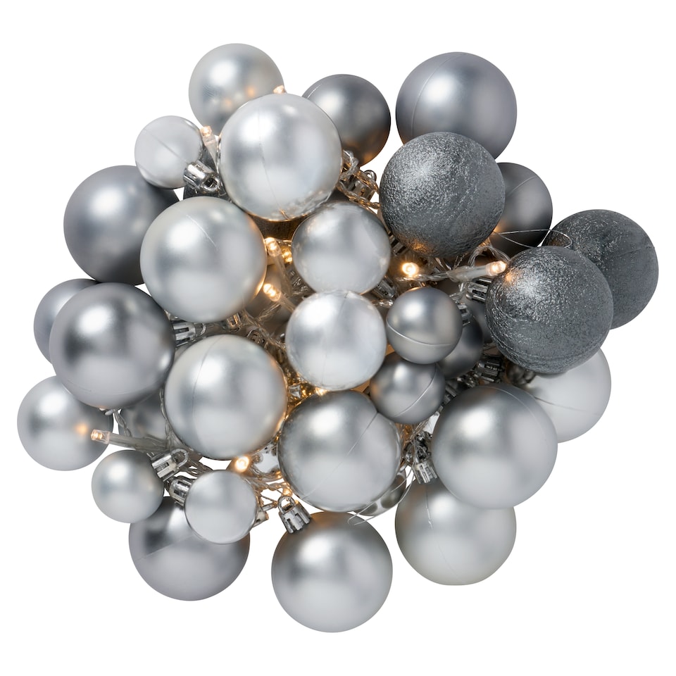 image 1 of Tesco Silver Christmas Bauble Light Up Garland