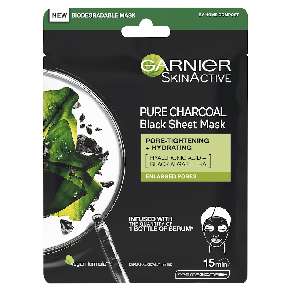 image 1 of Garnier Charcoal/Algae Face Mask 28G