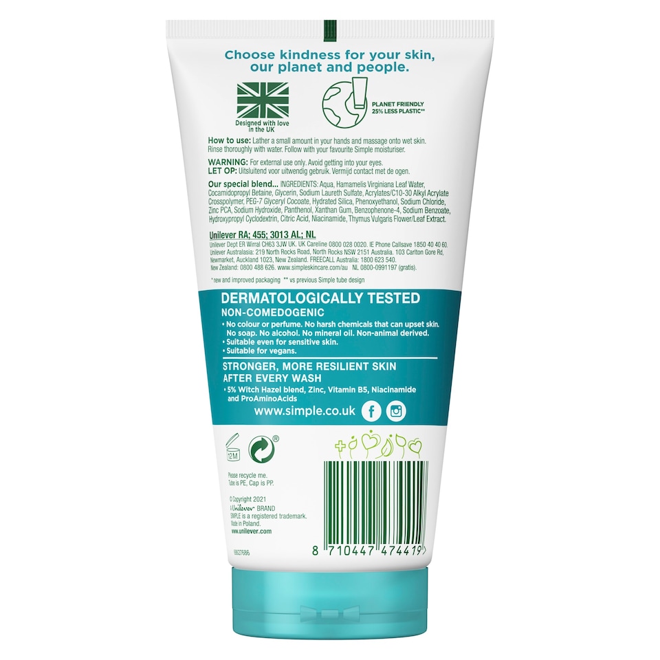 image 1 of Simple Daily Detox Purifying Skin Face 150Ml