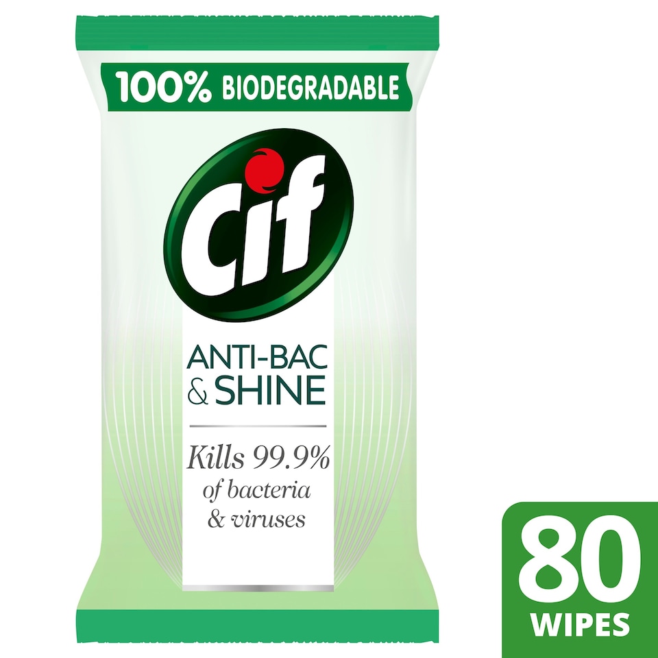 image 1 of Cif Anti-Bacterial And Shine Multi Purpose Cleaning Wipes 80S