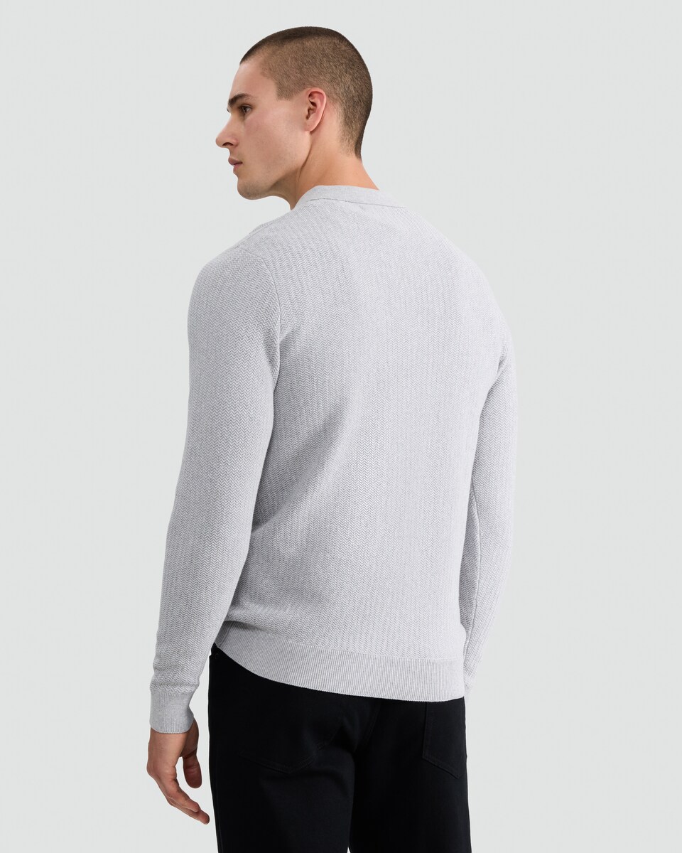 image 1 of F&F Pure Cotton Herringbone Textured Jumper in Grey Marl