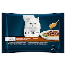 Gourmet Perle Gravy Delight Pouches for Cats Chicken, Beef in Sauce 4 x 85g