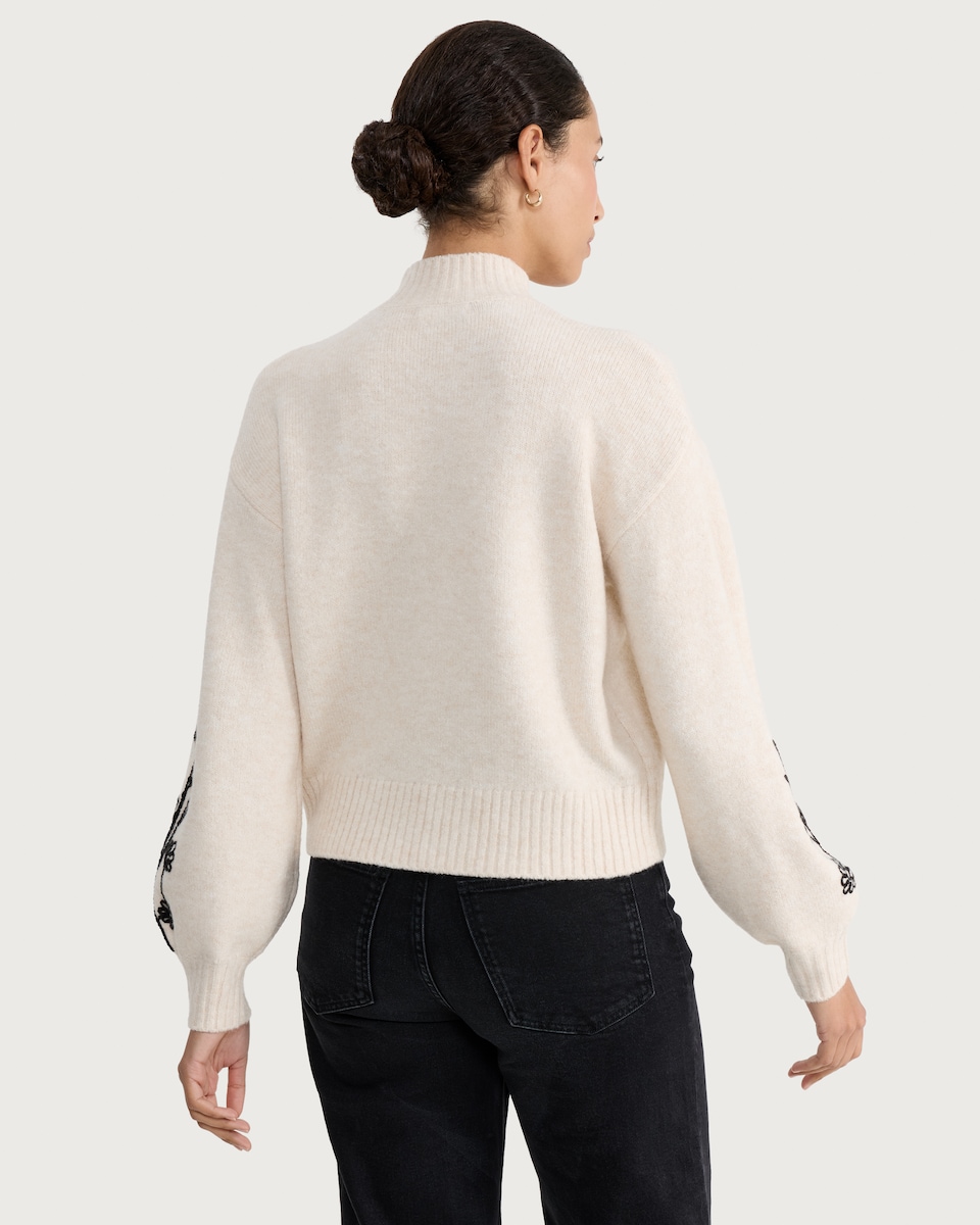 image 1 of F&F Textured Floral Embroidered Jumper in Cream