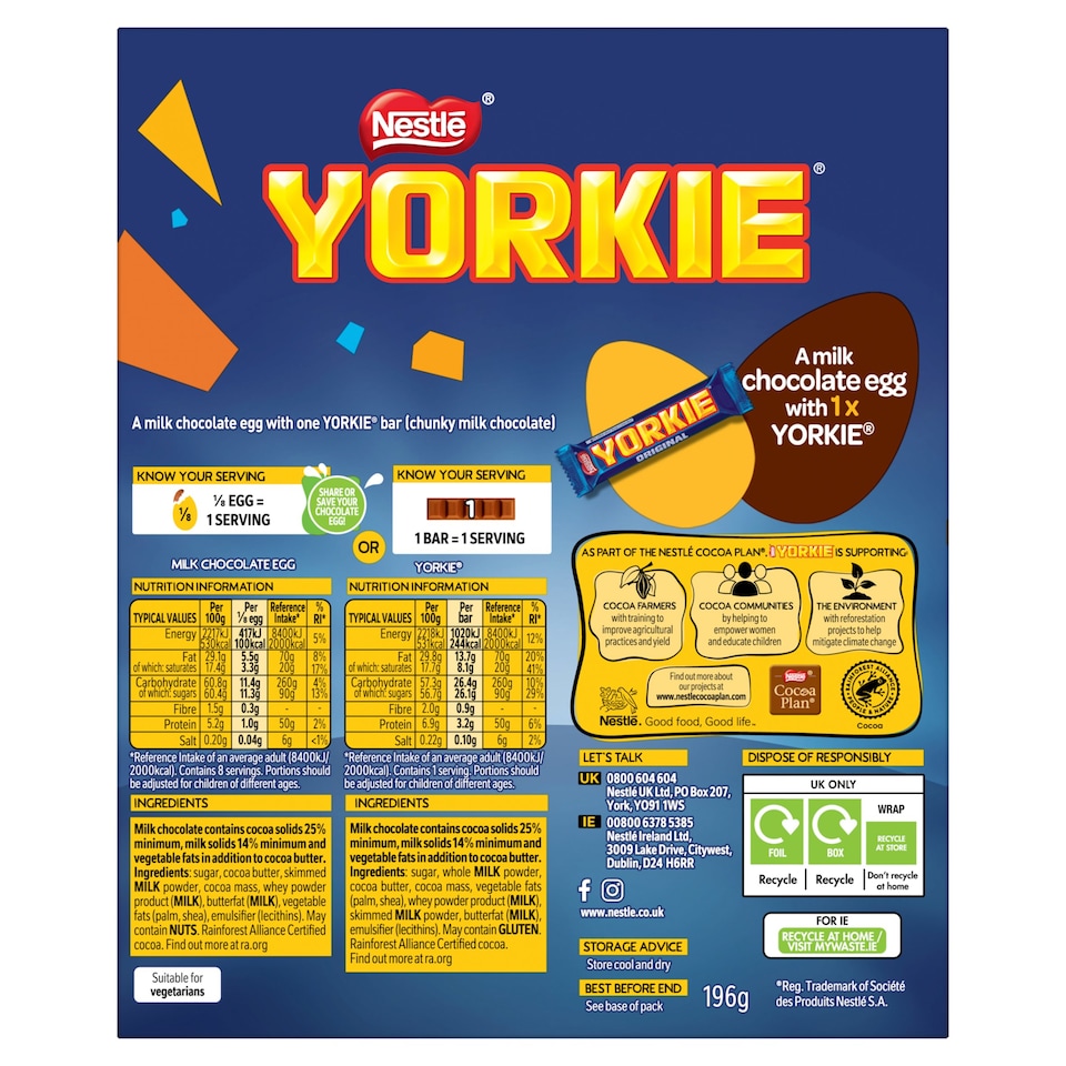 image 1 of Yorkie Milk Chocolate Easter Egg 196G