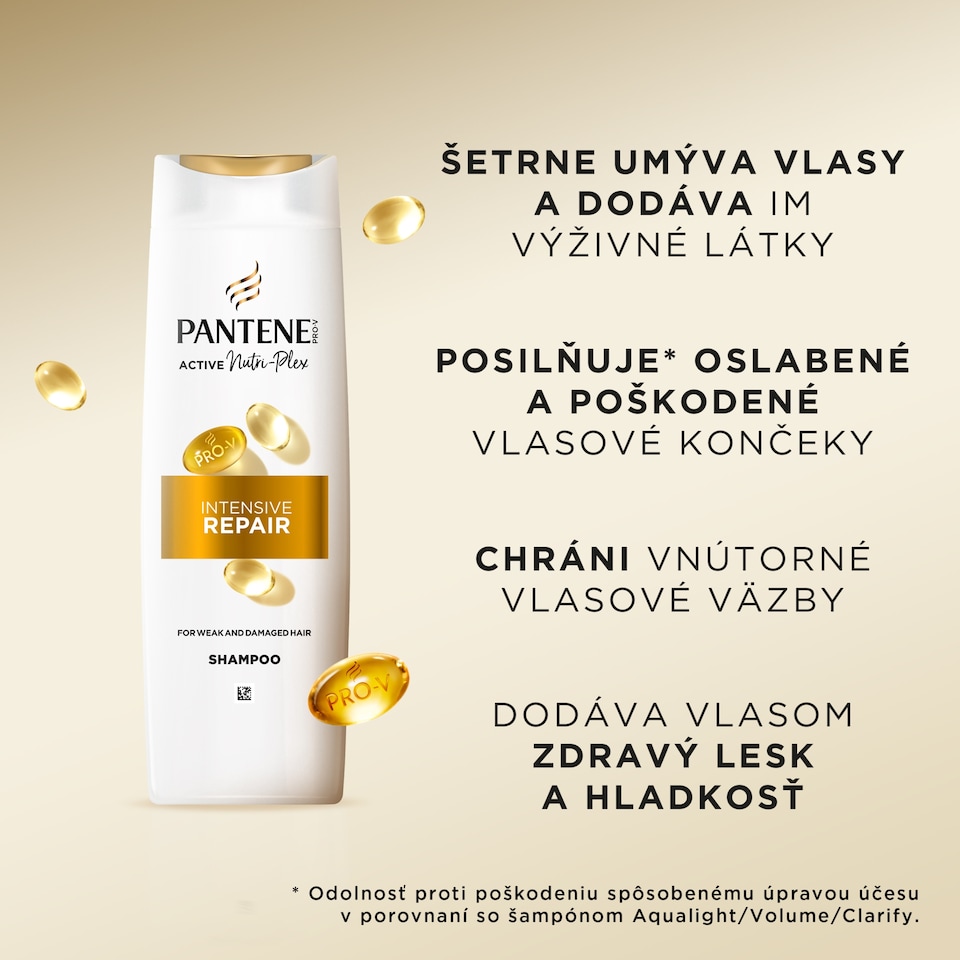 obrázok 1 z Pantene Pro-V Intensive Repair Šampón, Pro-V Zloženie + Antioxidanty, Pre Poškodené Vlasy, 400ML
