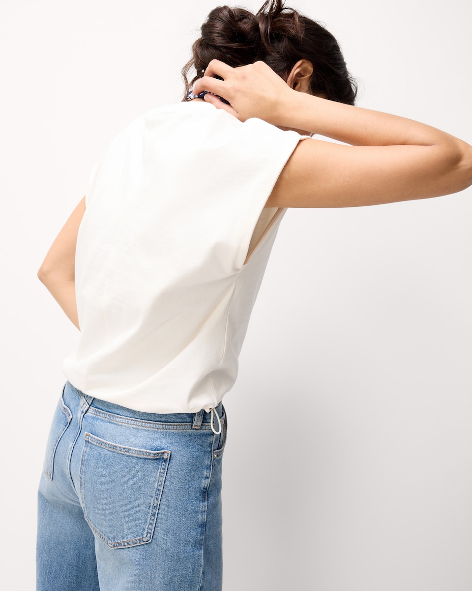image 1 of F&F Pure Cotton Adjustable Hem Top in Cream